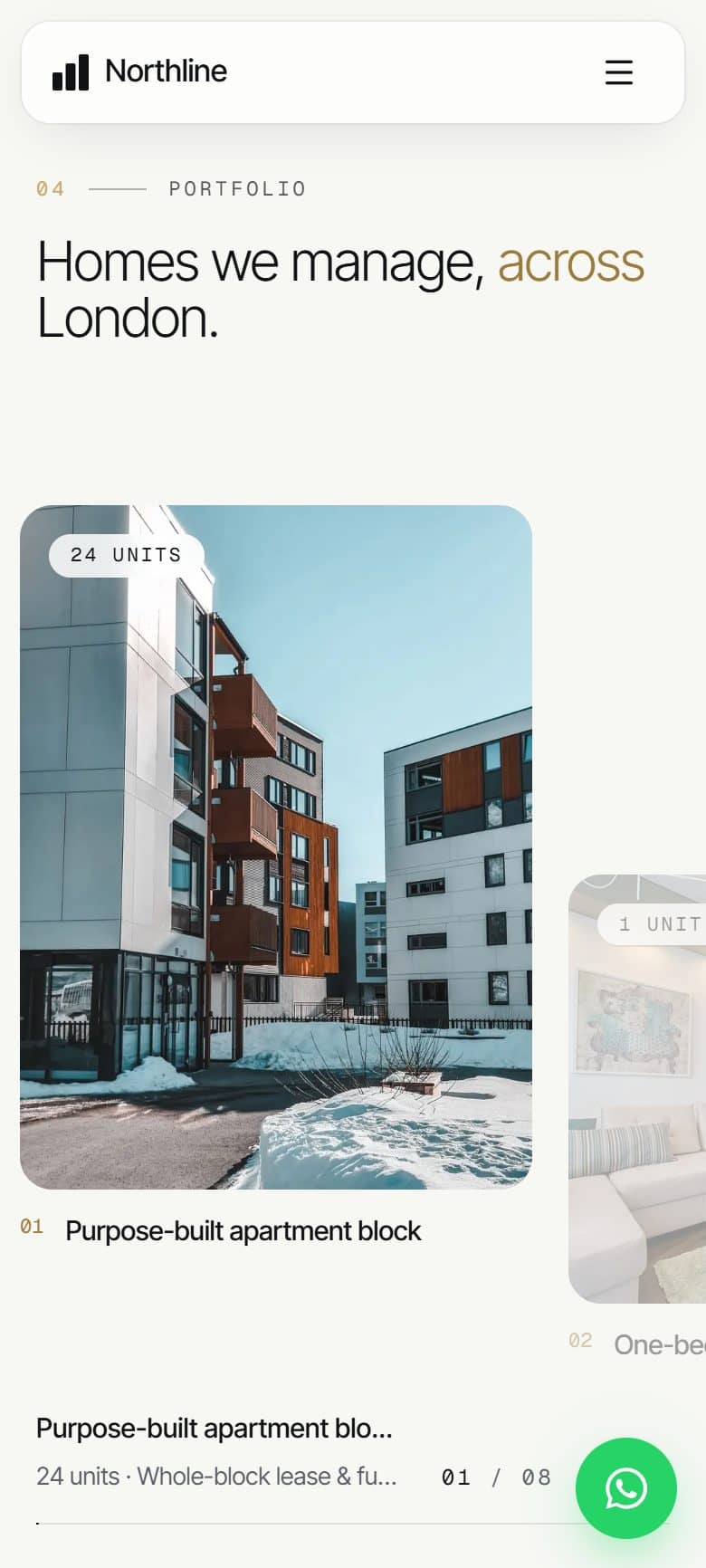 Mobile portfolio carousel