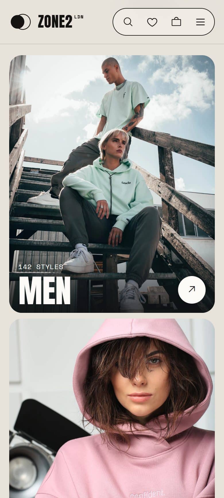 Mobile men’s and women’s collection tiles